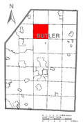 Map of Cherry Township, Butler County, Pennsylvania Highlighted